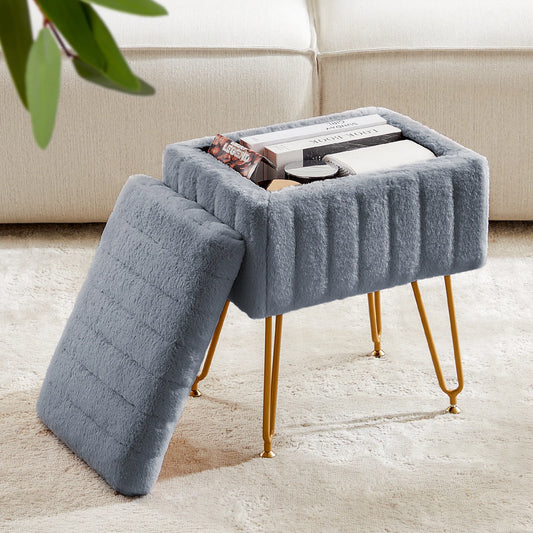 Faux Fur Hidden Storage Stools & Ottomans