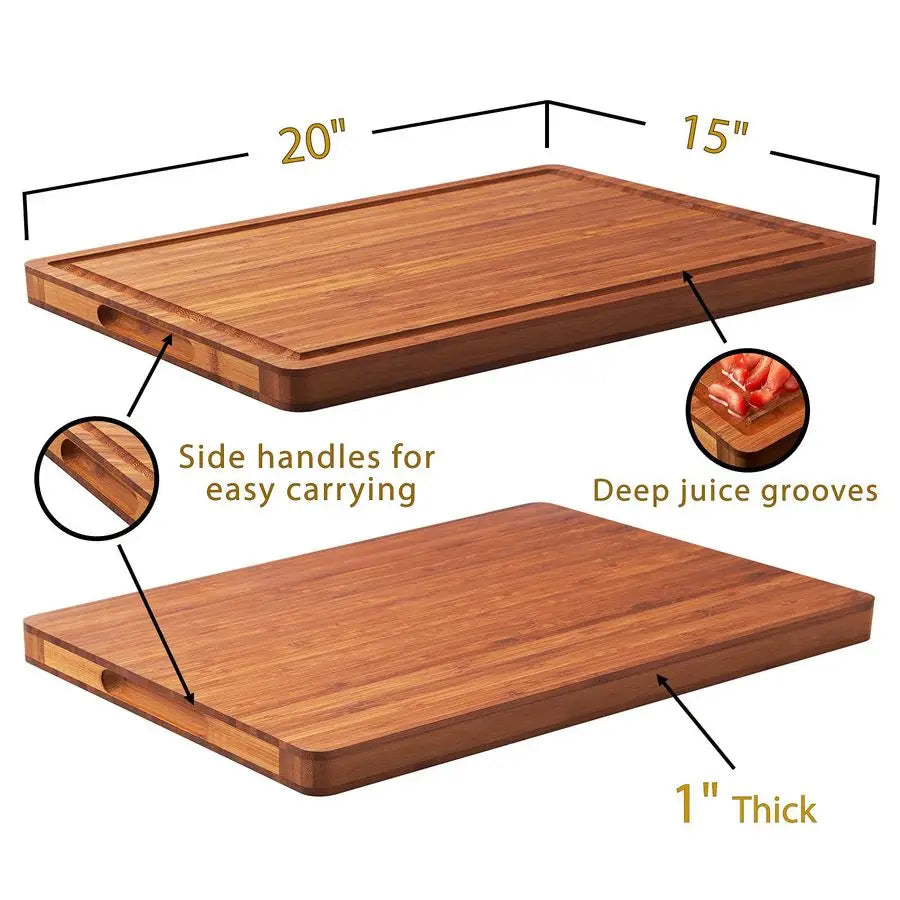 Cutting Board for Kitchen, 20x15 Extra Large, 1 Thick Bamboo