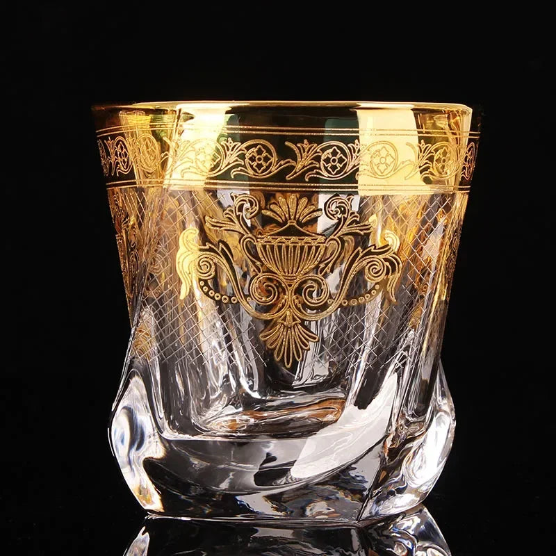 Palace style crystal glass with gold line beer mug