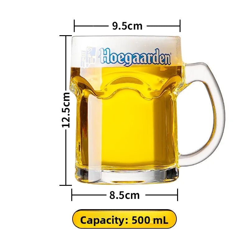 Large Capacity Beer Glass with Handle High End Glass Drinking Cup