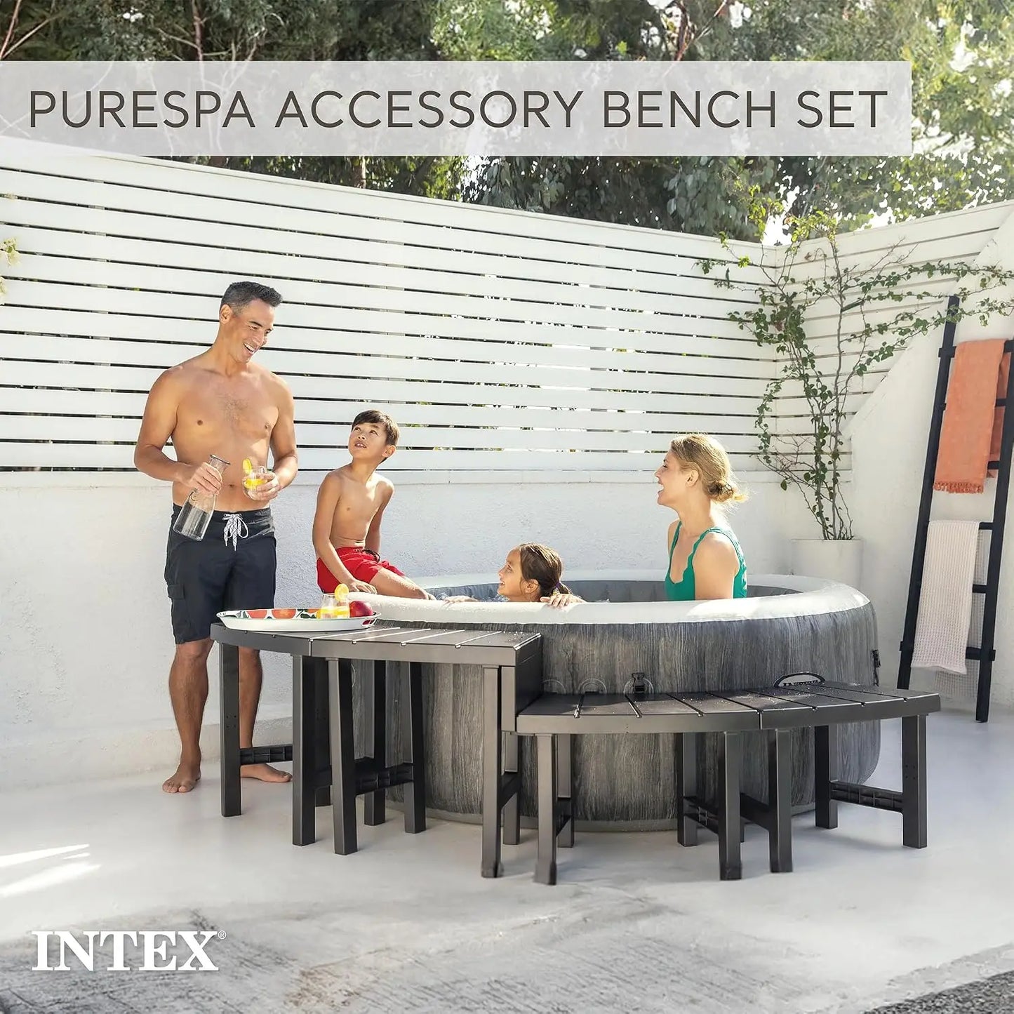 Inflatable  Hot Tub Jet Spa with 2 Medium and 2 Tall PureSpa Accessories