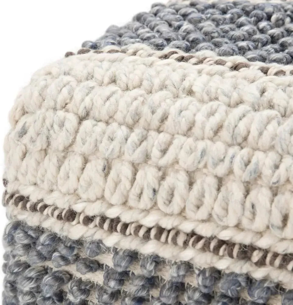 Handwoven Boho Square Pouf in Blue