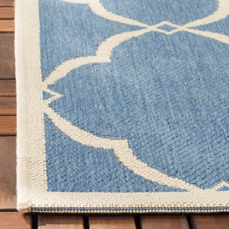Geometric Indoor/Outdoor Area Rug, Blue/Creme, 2'2" x 4'