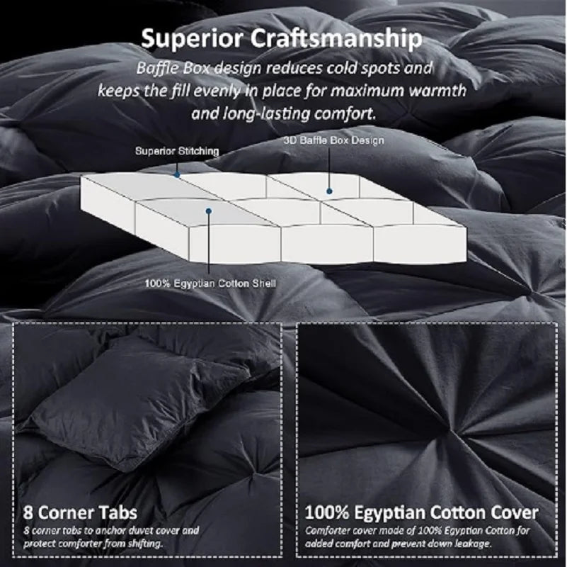 Goose Down Feather Fiber Comforter California King Duvet Insert,