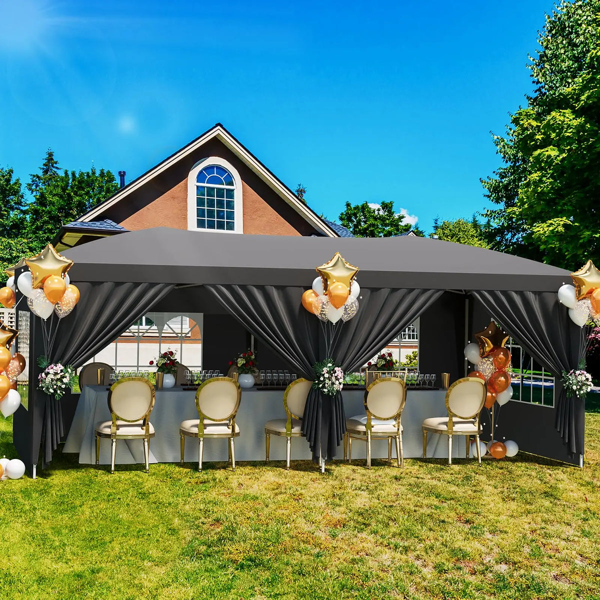 10x20 Commercial Pop Up Canopy Tent Heavy Duty Outdoor With 6 Sidewalls