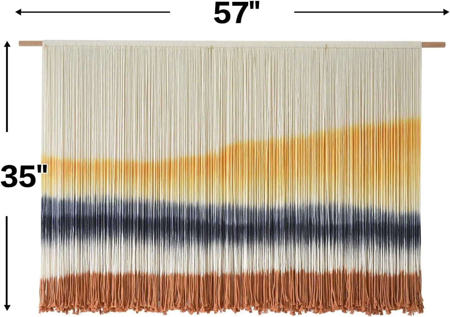 Flber Macrame Wall Hanging Extra Large Dip-Dyed Coastal Tapestry 57" W x 35" L