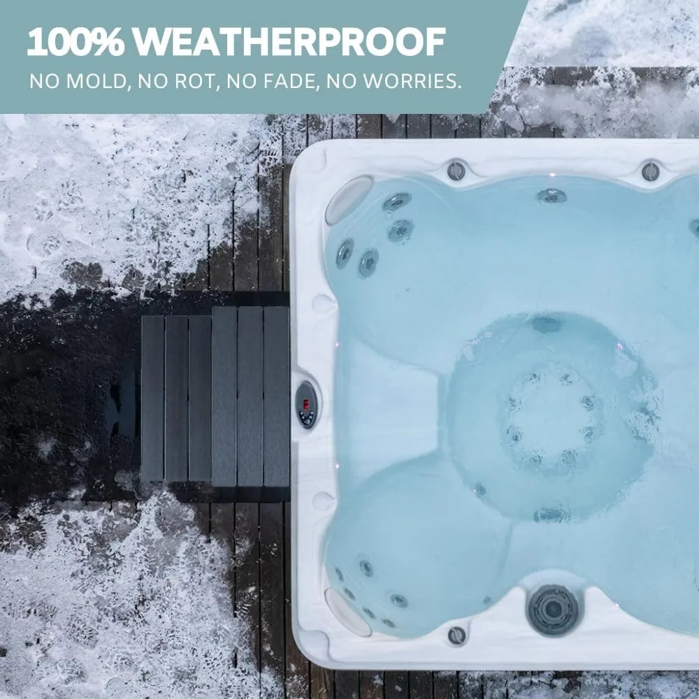 Hot Tub Steps - 100% Waterproof, Gray Non-Slip,
