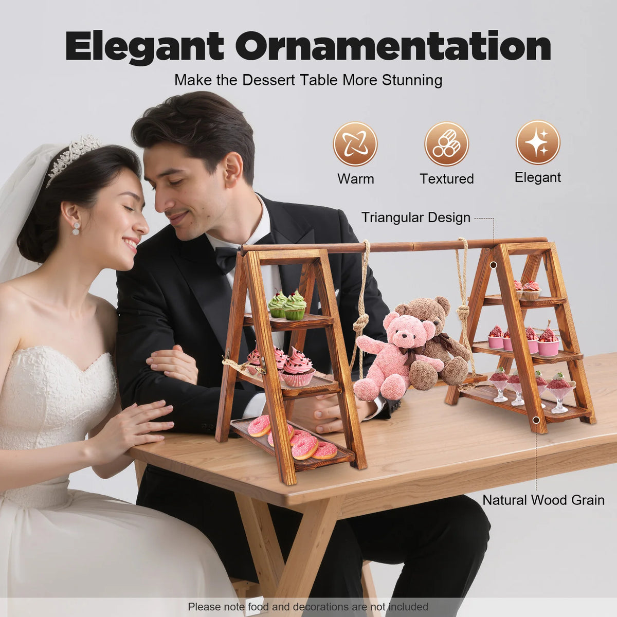 3-Tier Wooden Cake Stand Tray,
