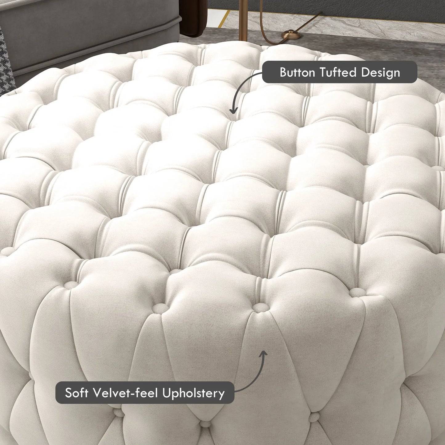 Button Tufted Ottoman Foot Stool