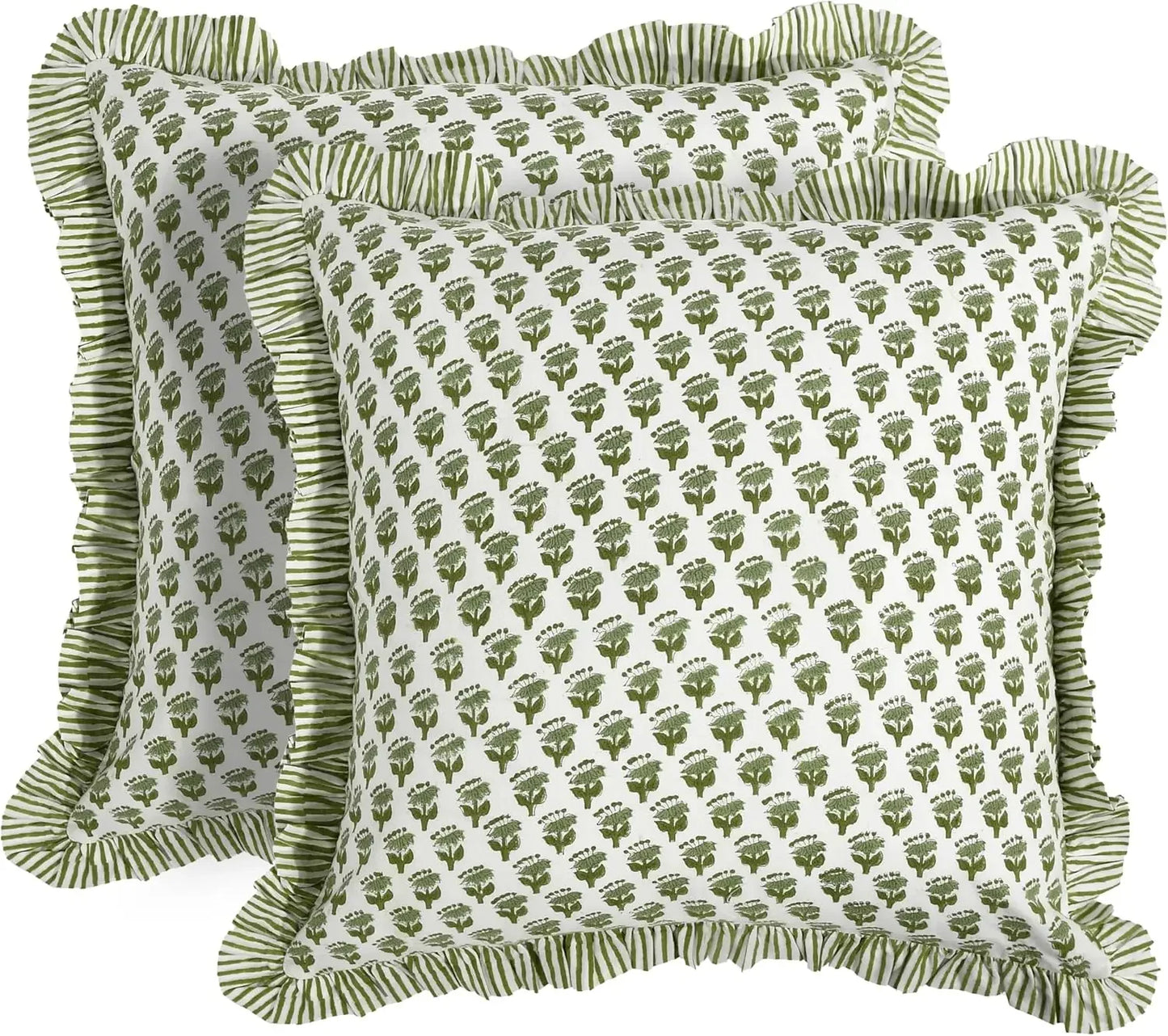 Agate Green Ruffle Throw Pillow Covers  24x24 Inch