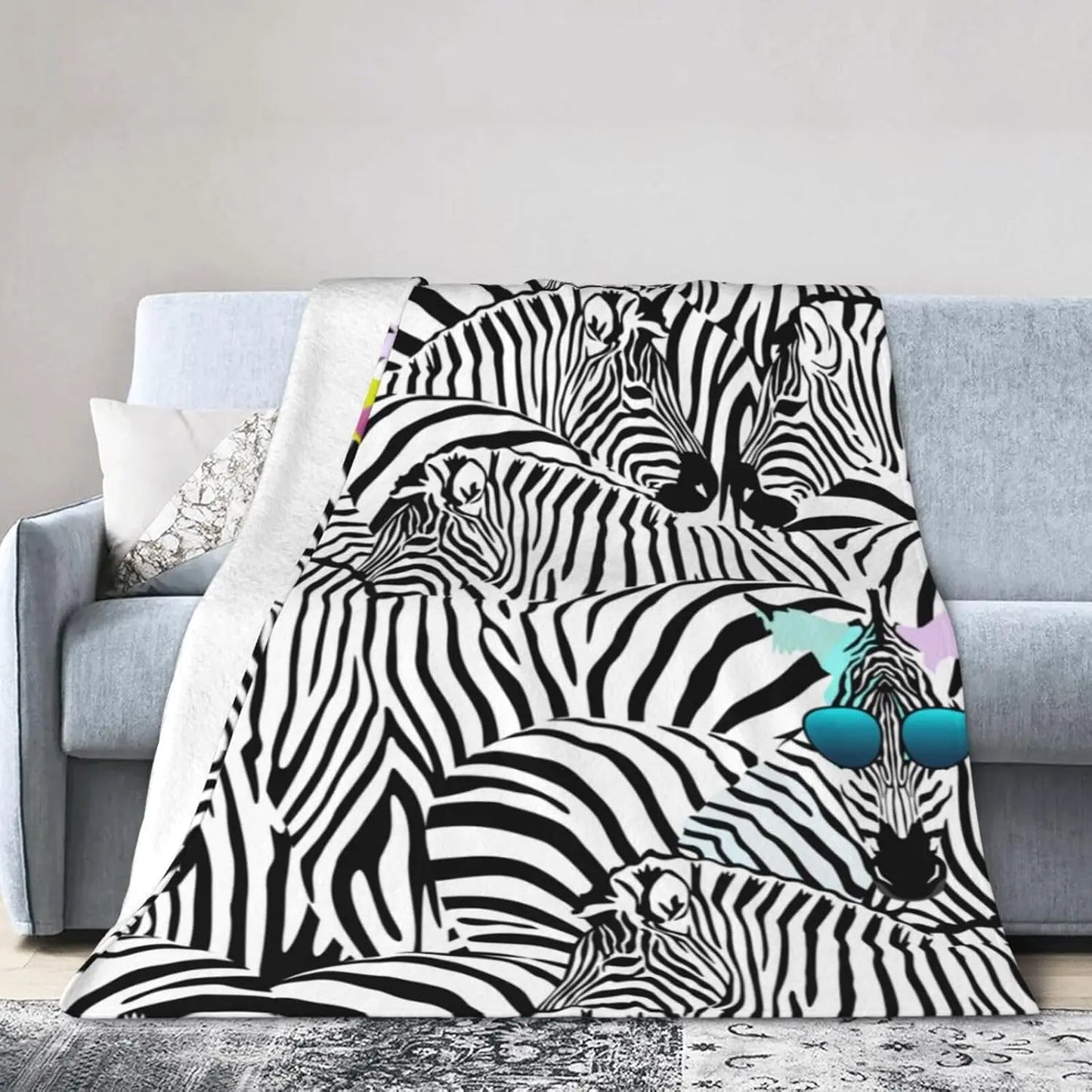 Stylish Zebra Print Blanket Soft Lightweight Throw Blankets Cozy Flannel