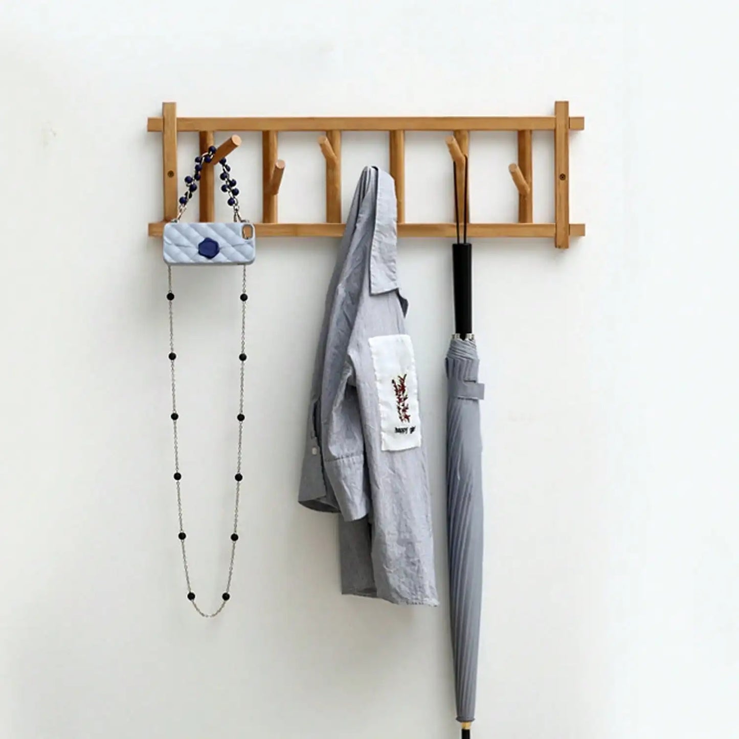 Solid Wood Entryway Coat Rack 23.62 in * 9.06 in, 6 Pegs