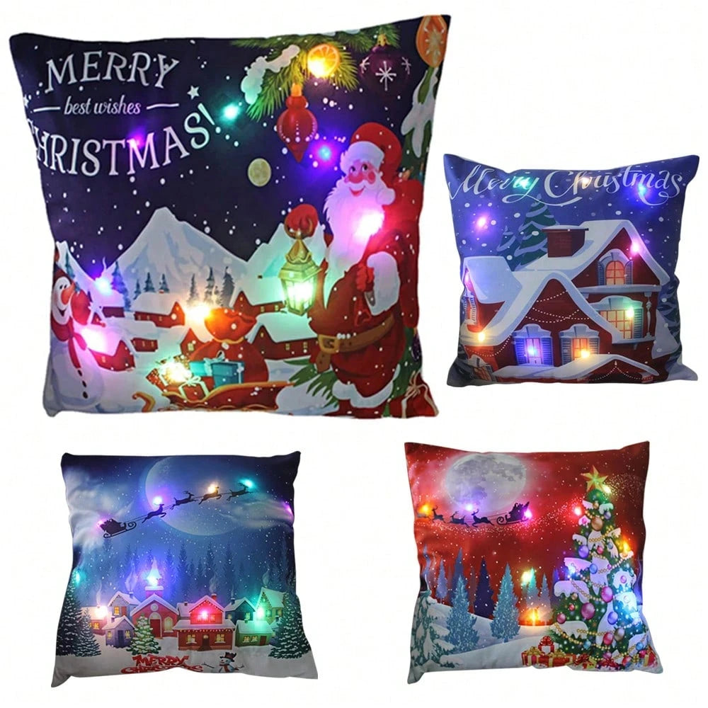 Multi-Color Led Light-Up Pillow, Christmas Decoration Super Soft Plush Pillow