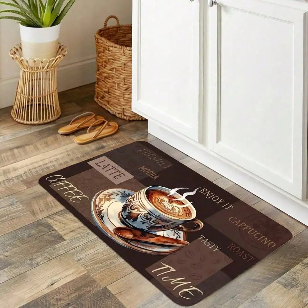 1pc Coffee Kitchen Mat Coffee Bar Rug Non-Slip Absorbent