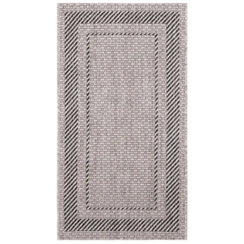 Bordered Indoor/Outdoor Area Rug, Beige/Black, 2' x 3'7"