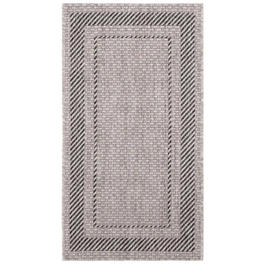 Bordered Indoor/Outdoor Area Rug, Beige/Black, 2' x 3'7"