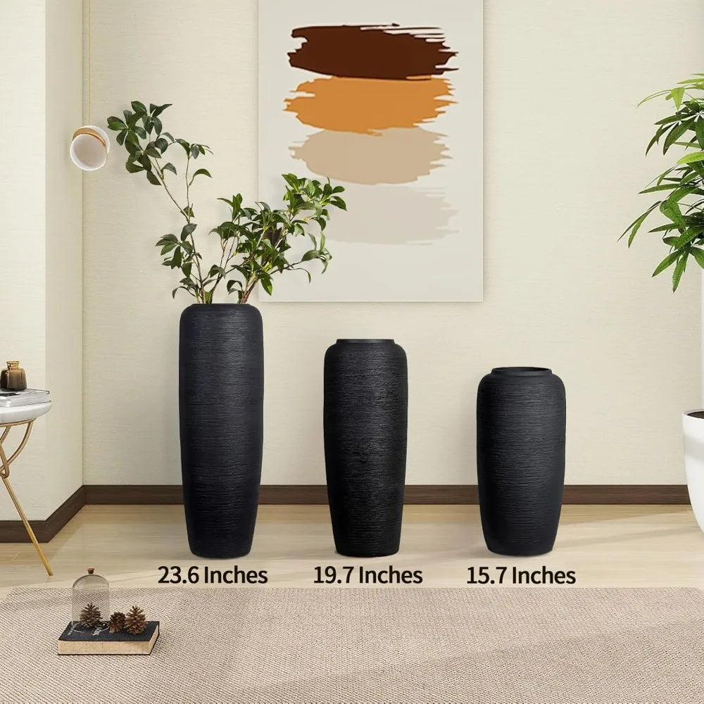 Vintage Tall Ceramic Farmhouse Vase, 23.6 Inch