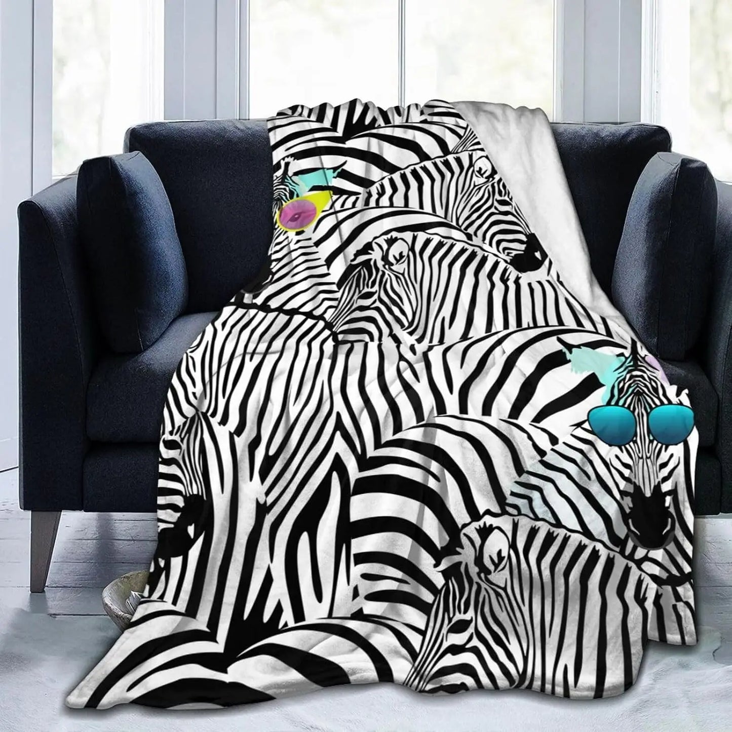 Stylish Zebra Print Blanket Soft Lightweight Throw Blankets Cozy Flannel