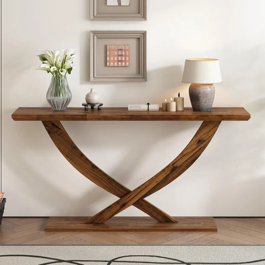 57" Console Table with Cross-Leg Design