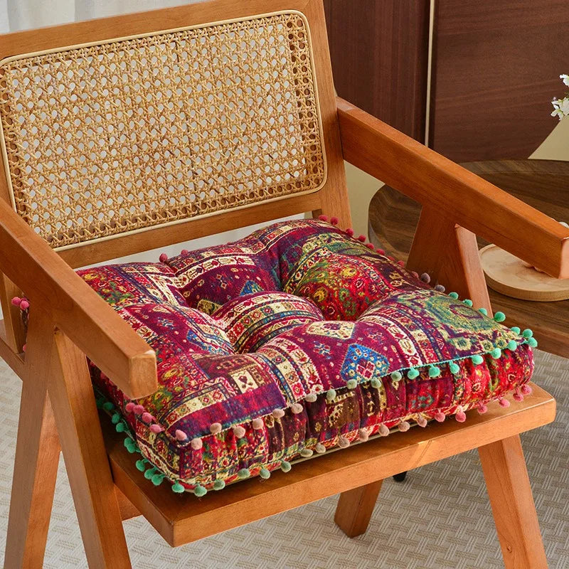 Bohemian Floor Cushion, Thick Linen Seat Mat