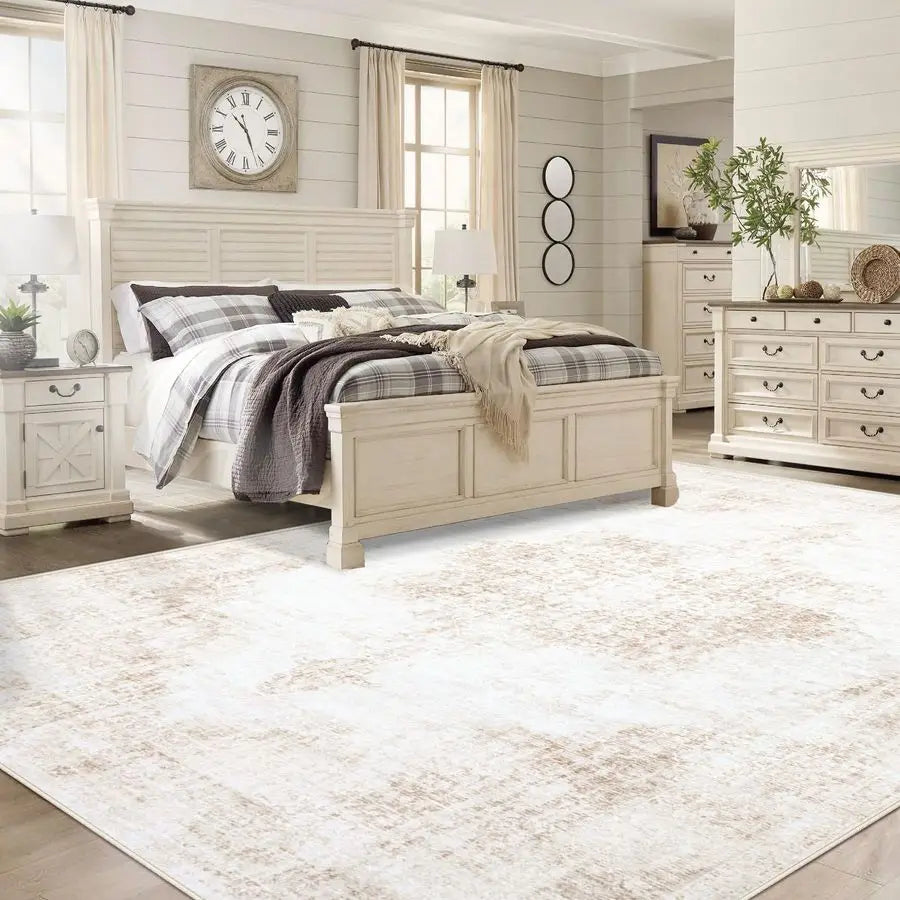 Rugs 8x10 Vintage Rug Large Washable Living Room Soft Low Pile NonSlip