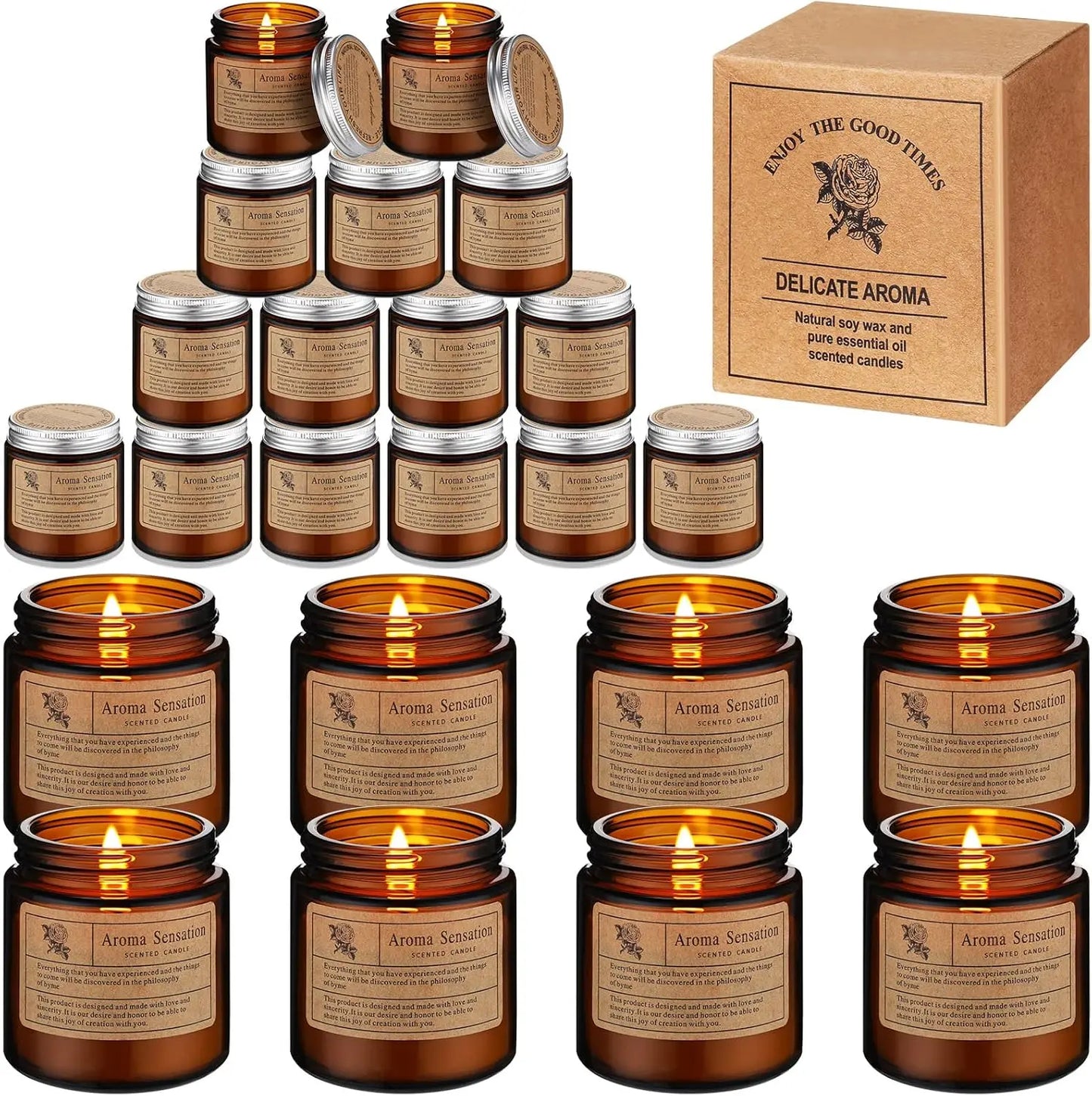 24 Pcs Candles Scented - Gifts 8 Long Lasting Jars