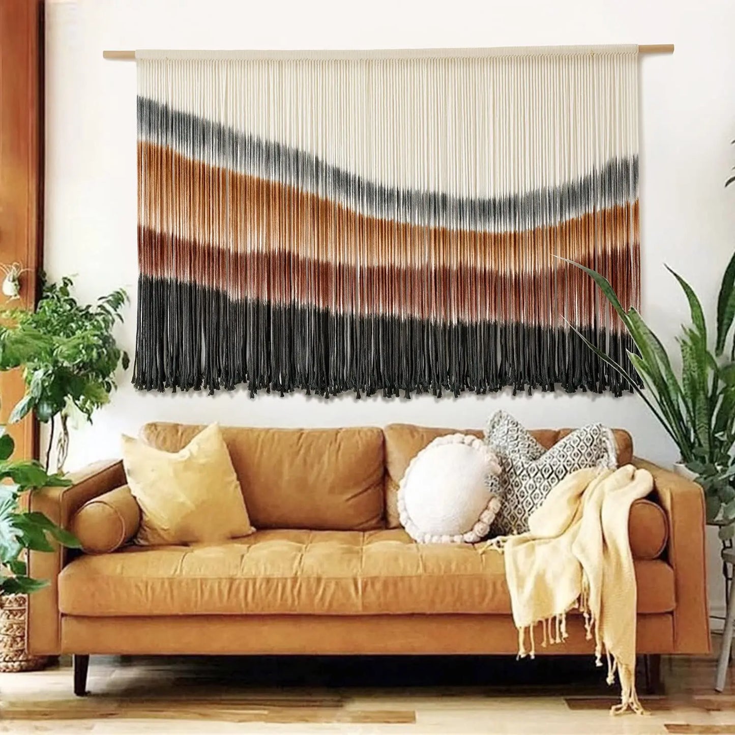 Flber Macrame Wall Hanging Extra Large Dip-Dyed Coastal Tapestry 57" W x 35" L