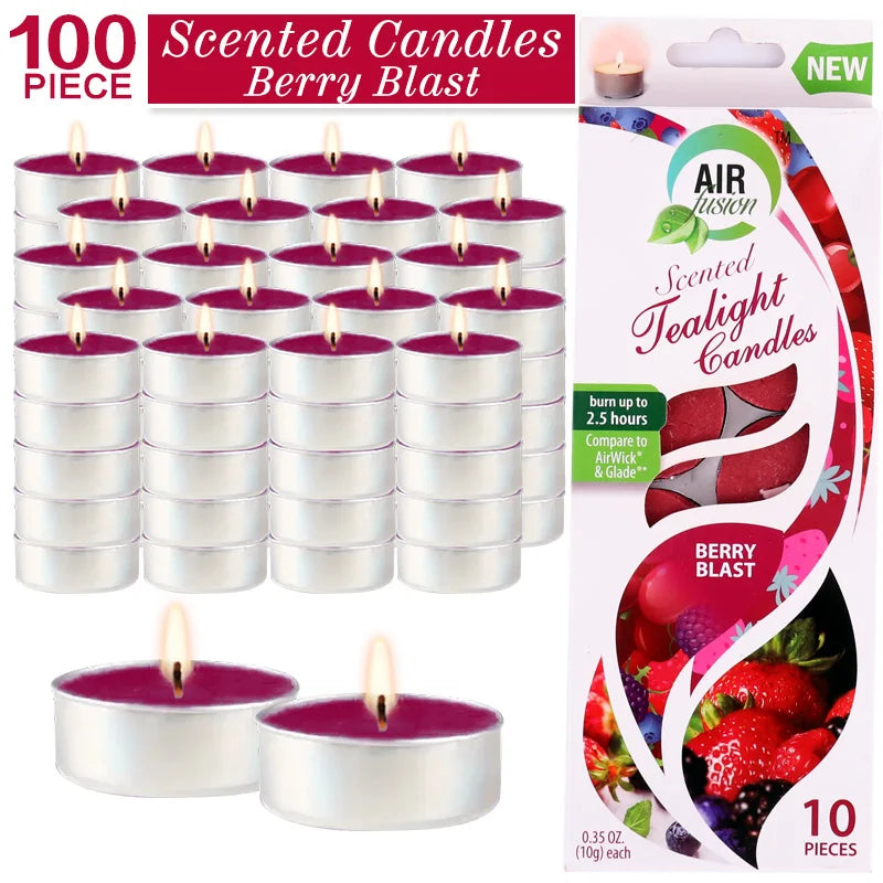 100 Count Tea Lights Burgundy Berry Blast 2.5 Hours