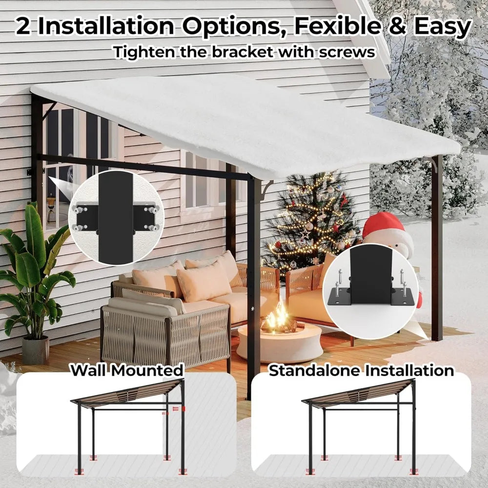 Large Patio Gazebo with Metal Frame and Hard Top,