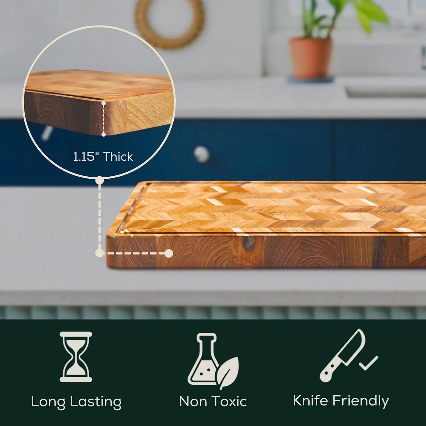 Extra Large (XL) Teak Edge Grain Cutting Board, Reversible
