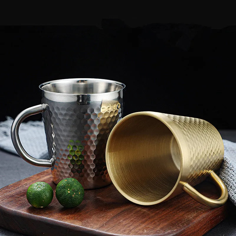 Gold 304 Stainless Steel Beer Mug Water Cups with Handle