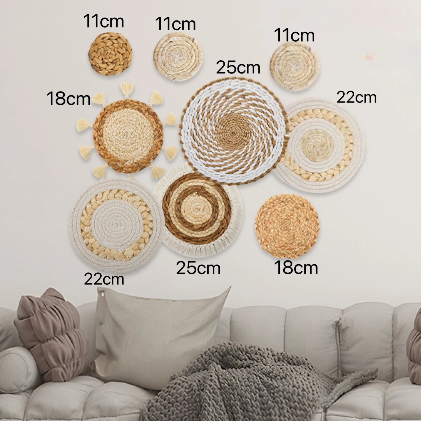 Boho Straw Wall Decor Grass Weaving Woven Tassel Wall Hanging