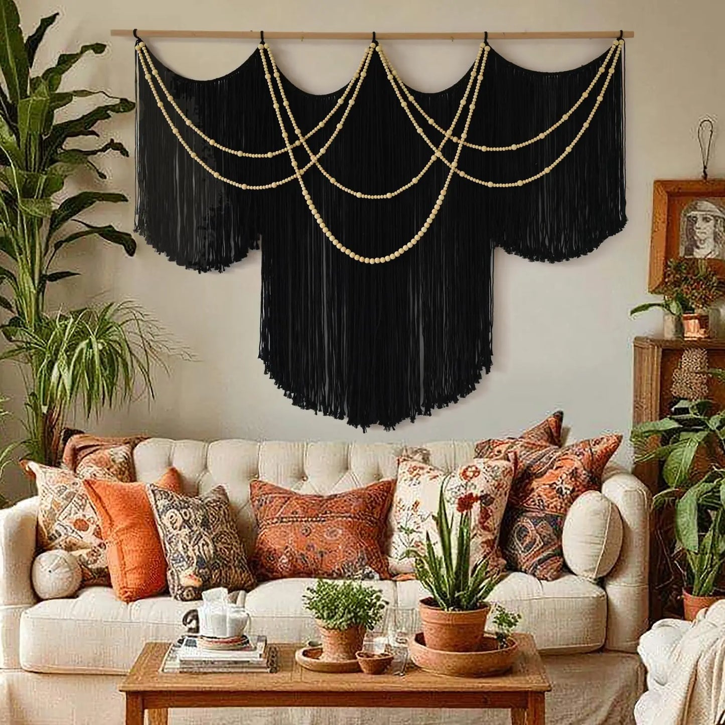 Flber Macrame Wall Hanging Extra Large Dip-Dyed Coastal Tapestry 57" W x 35" L