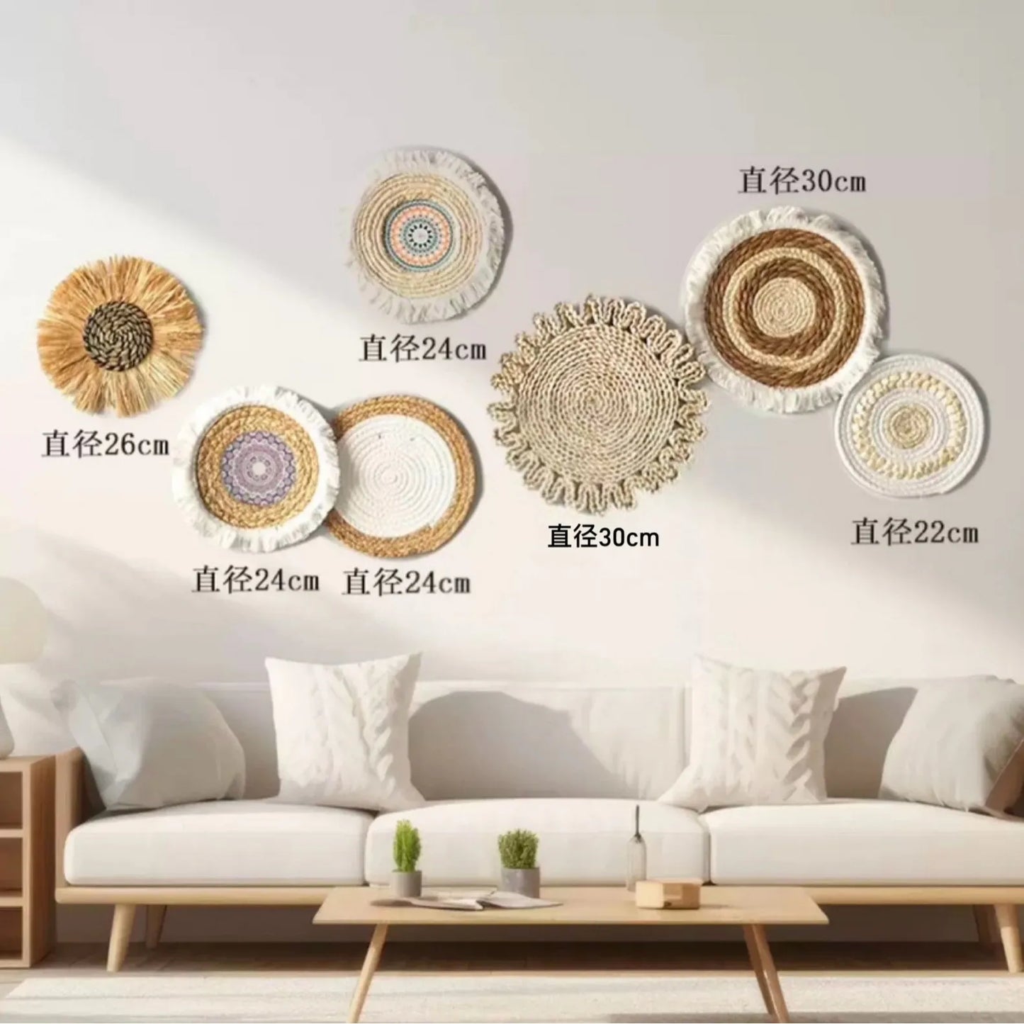Boho Straw Wall Decor Grass Weaving Woven Tassel Wall Hanging