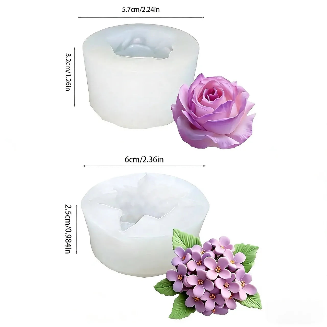 1 Piece 3D Elegant Rose Silicone Mold - Reusable Flexible Mold for Candles, Resin Art, Handmade Soap and Clay Making