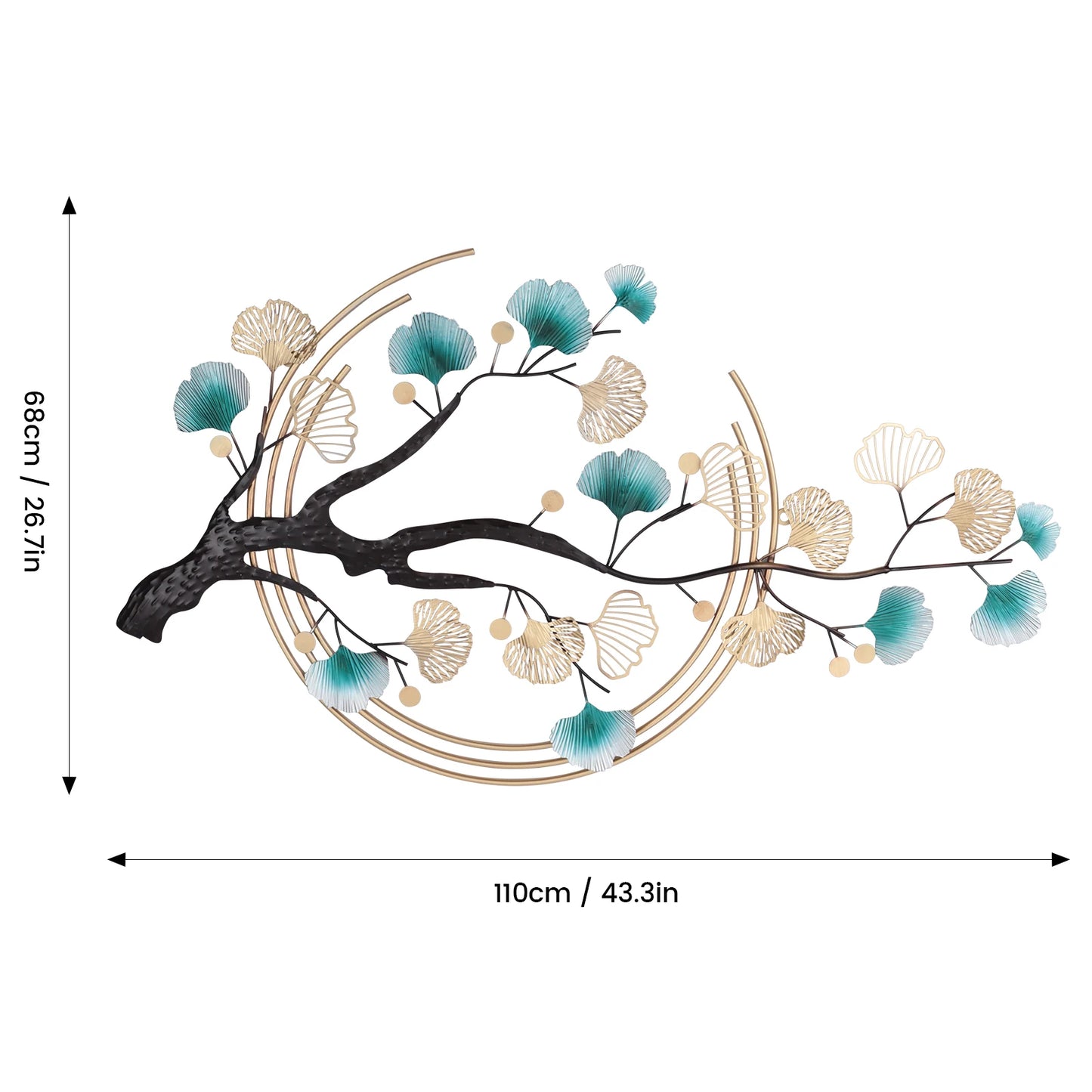 3D Ginkgo Leaf Wall Decor, Metal Wall Art Tree Leaf Metal