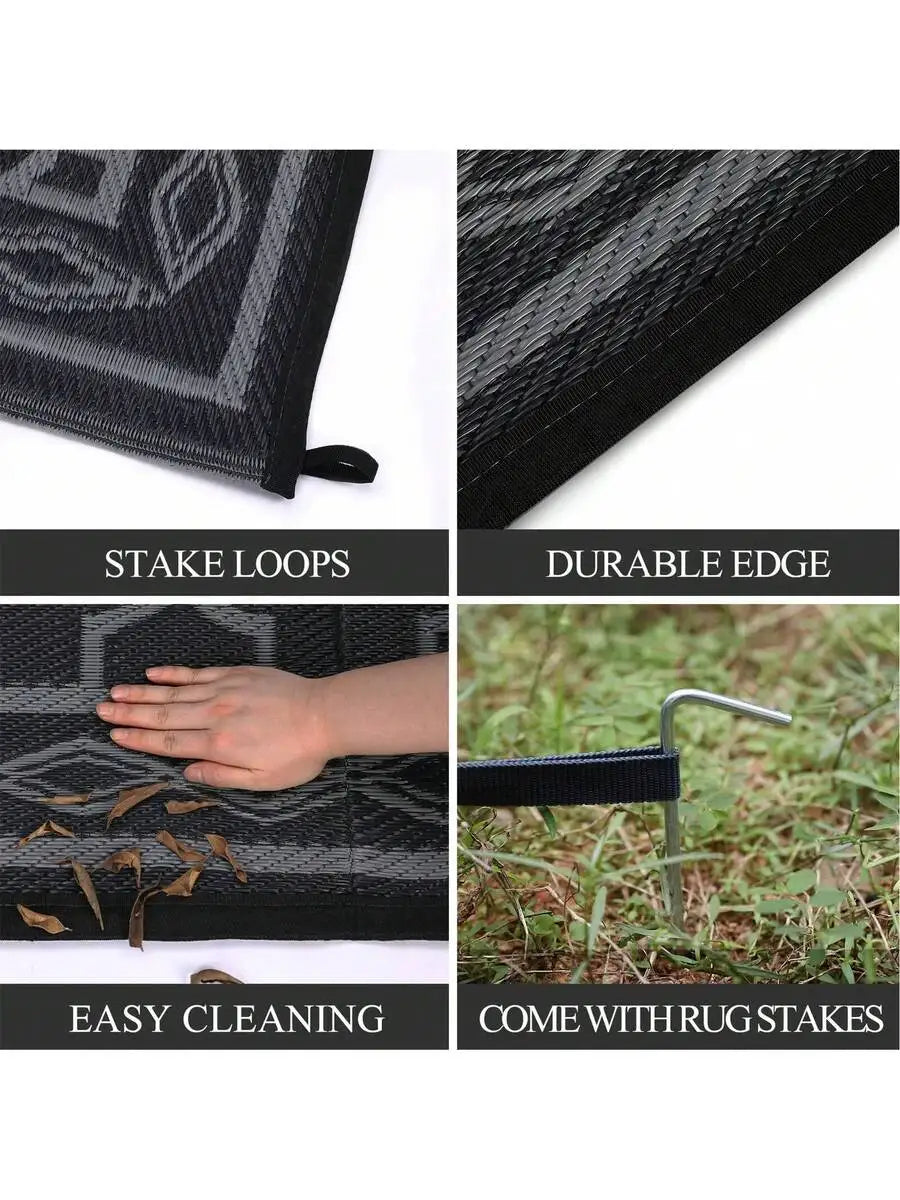 Outdoor Reversible Moroccan Rug Plastic Stain UV Resistant