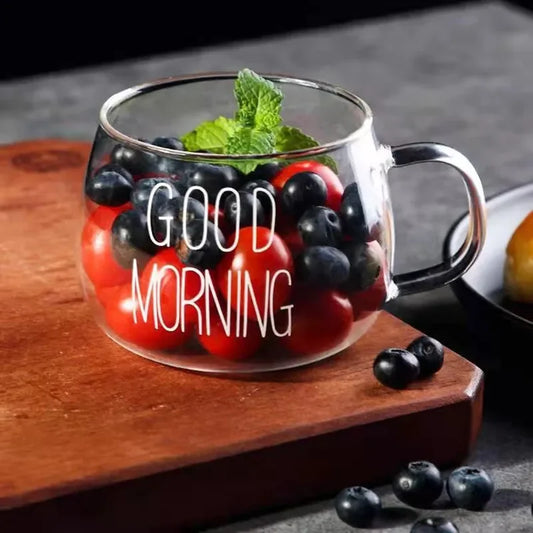 1pc Creative Glass Coffee Tea Cup 350ml Letter Printed Mug
