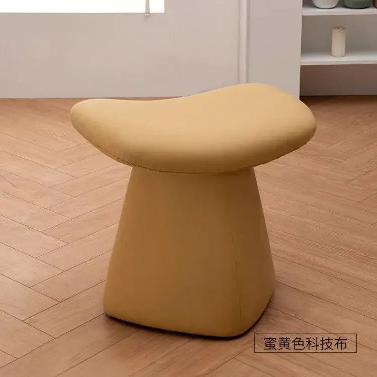 Nordic Ottoman Sitting Pouf Stool - Wooden Vanity Chair