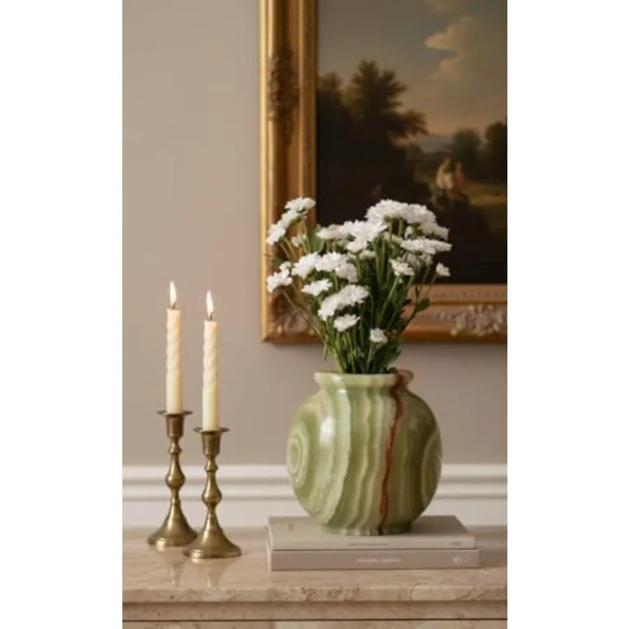 Marble Flower Vase 5 Inch Handmade Onyx Small Decorative Vase