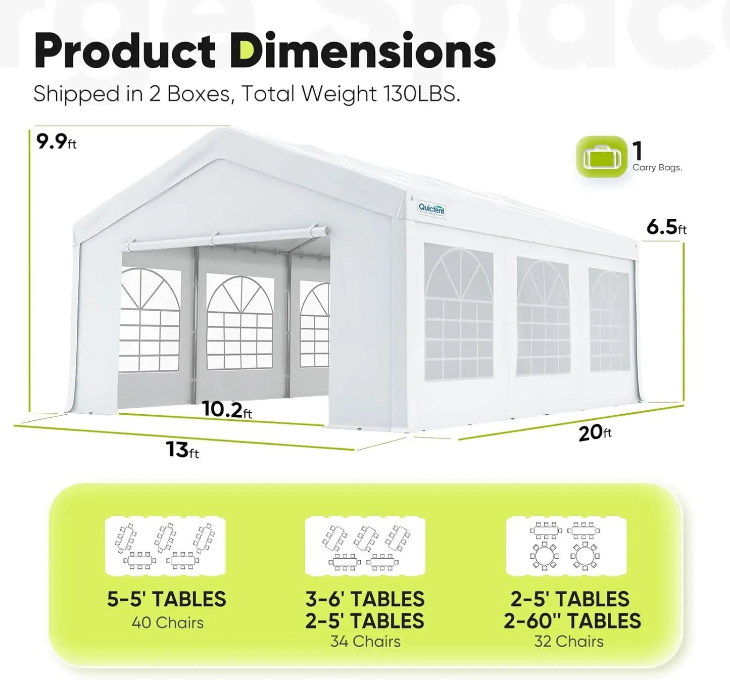 Heavy Duty 13x20 Party Tent  White Gazebo