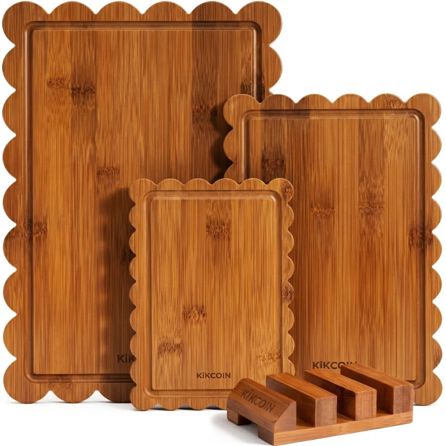 4-Piece Bamboo Cutting Board Set with Storage Stand