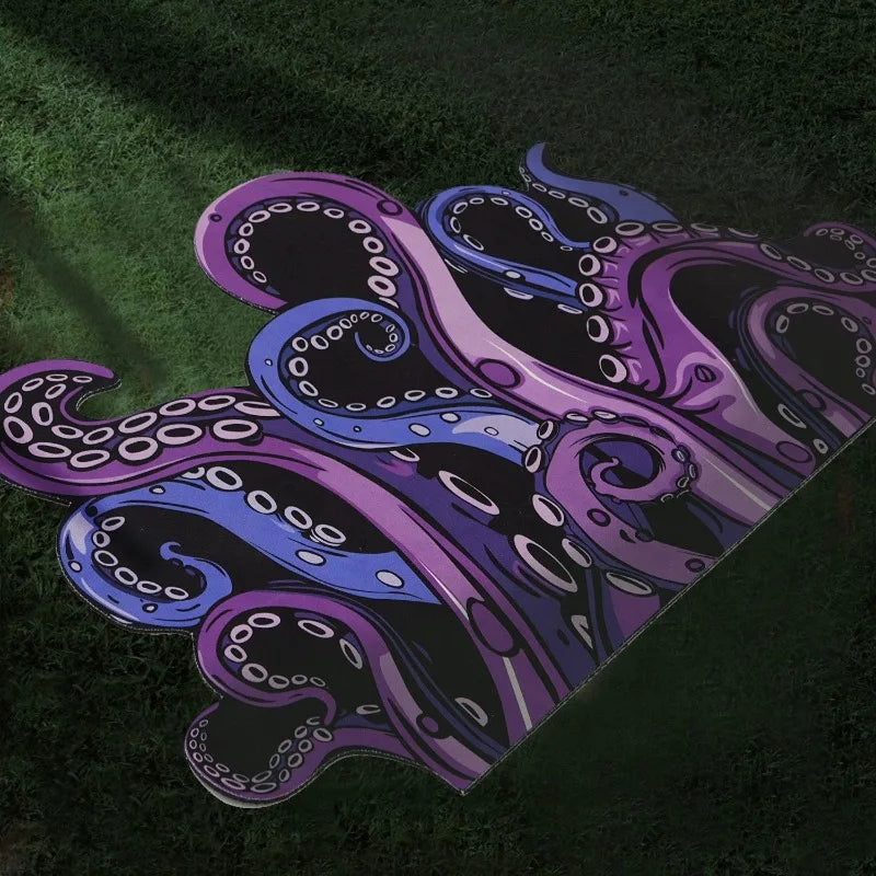 Green & Purple Cthulhu Bath Mat - Absorbent Non-Slip Octopus