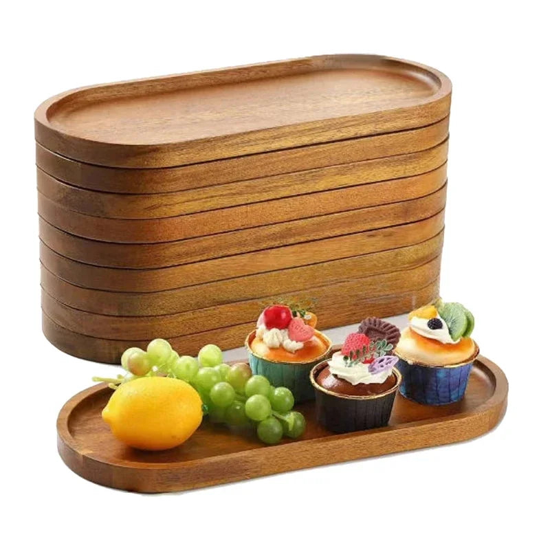 Solid Wood Food Tray Round Rectangle  Bread Board