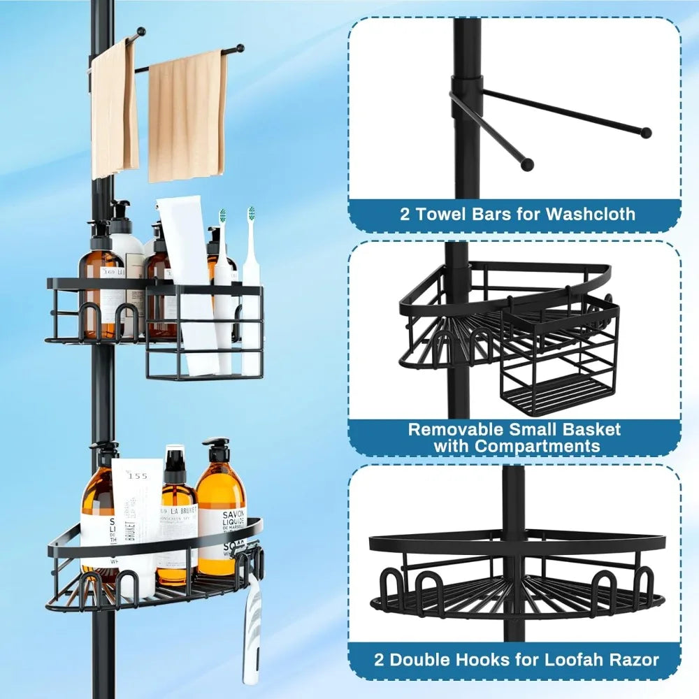 Adjustable Rustproof Shower Caddy with 4 Baskets