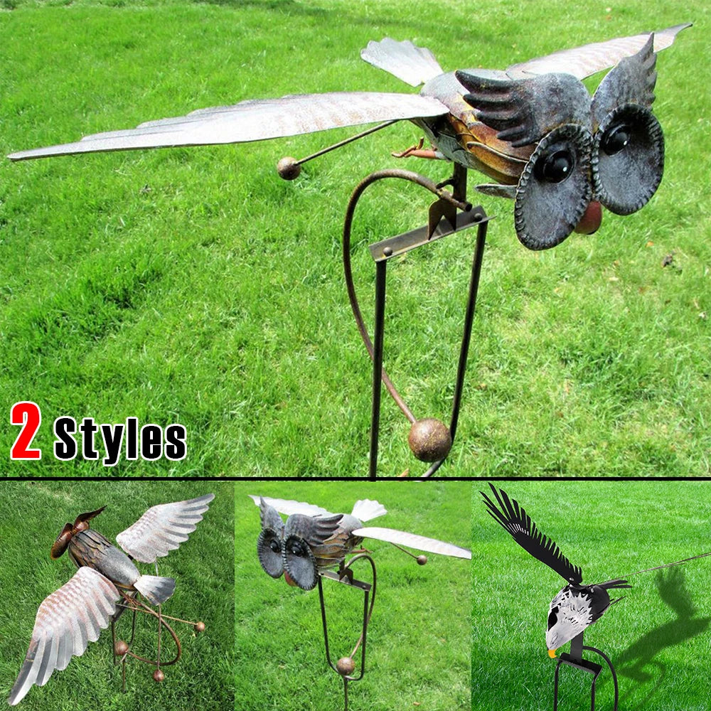 Iron Owl Wind Spinner Wing Flapping Owl Wind Chime