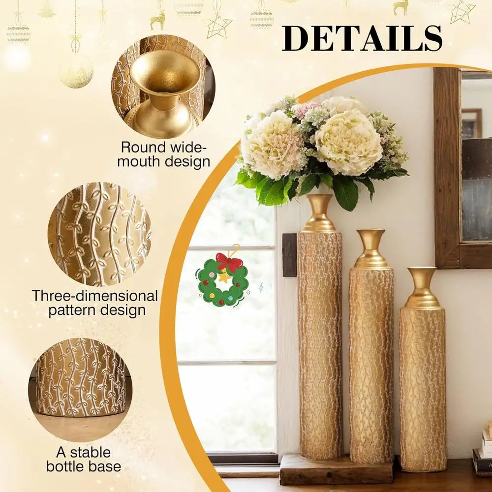 Vases Tall Set of 3 Extra Large Tall Metal Floor Vases