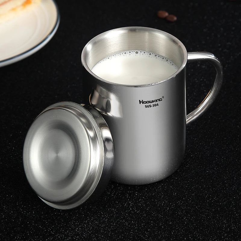 200ml-500ml Mug, 304 Stainless Steel Double Cover Coffee Mug, Beer Mug,