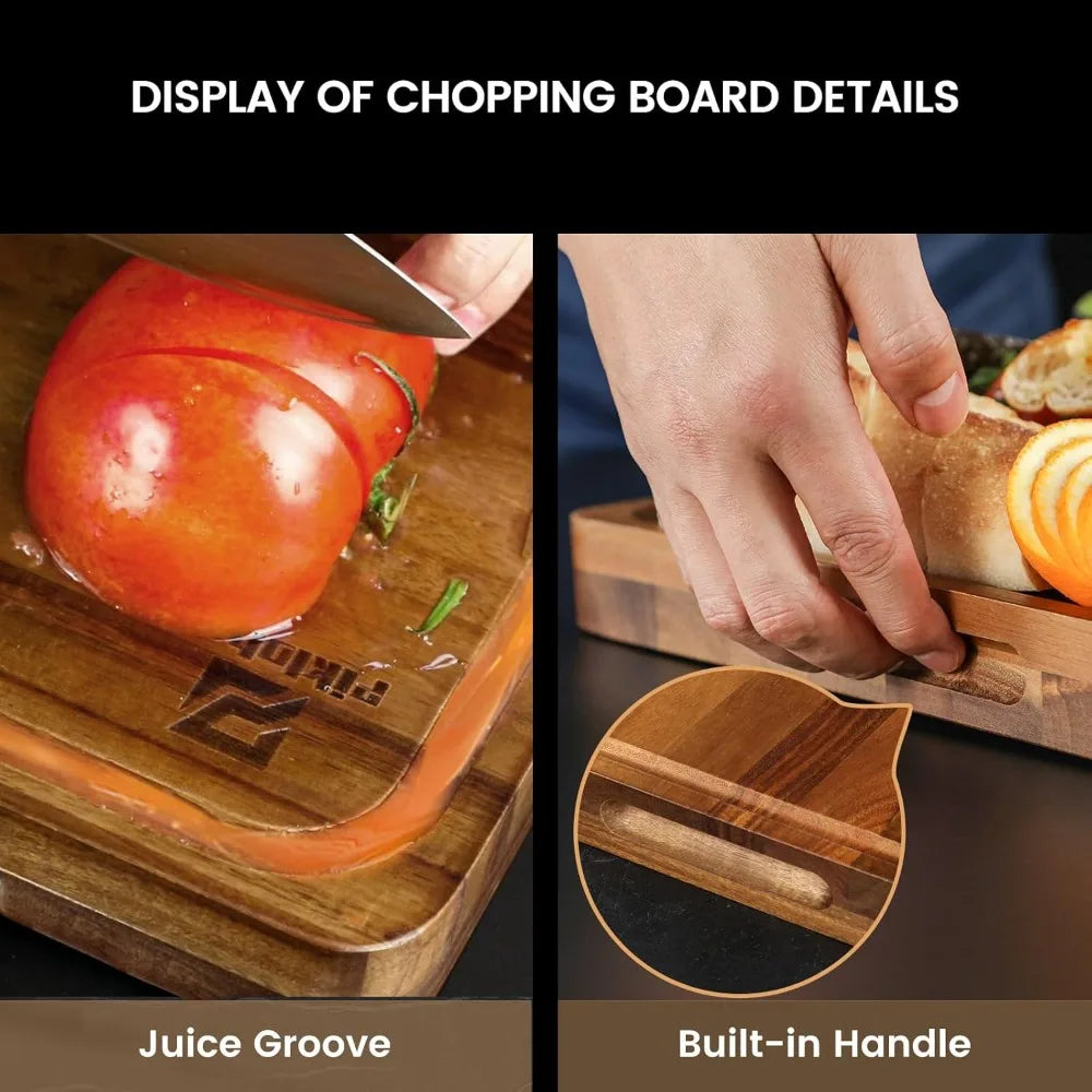 Cutting Boards Large Set of 7, Acacia Wood Charcuterie