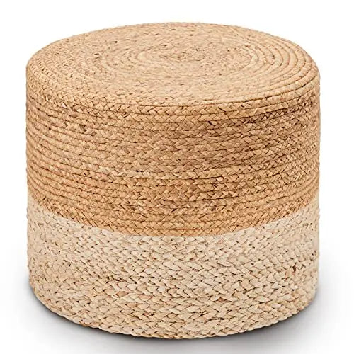 18'' Ottoman Pouf, Natural Braided Poof,